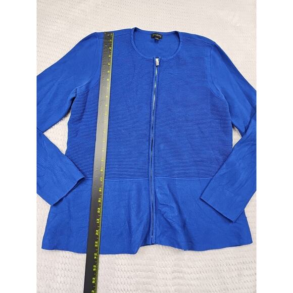 Talbots Sweater Womens Large Blue Ribbed Full Zip Casual Office Dress - Picture 2 of 7